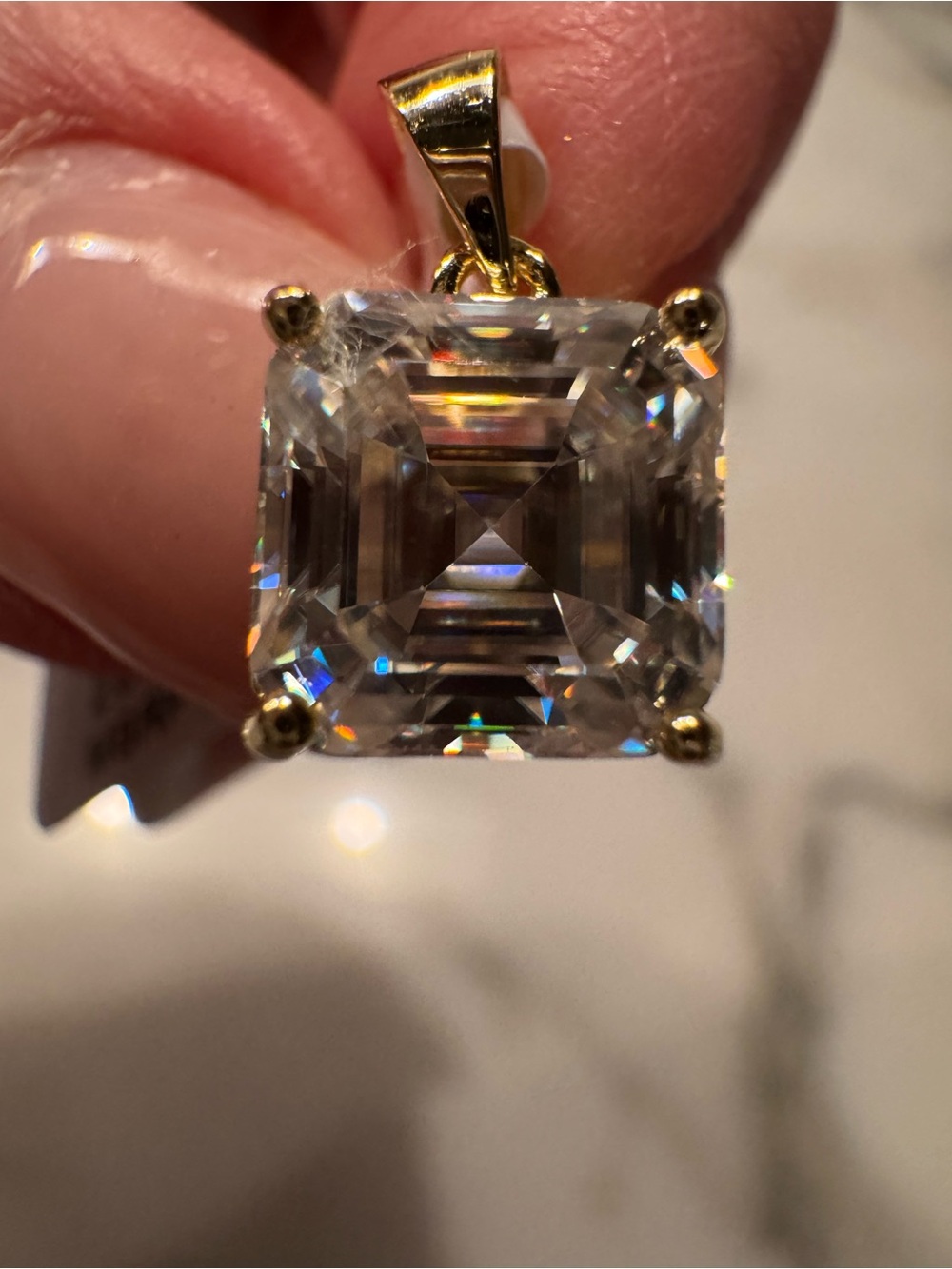 Sterling Silver Gold-Tone White Moissanite Pendant - 2.626 CT